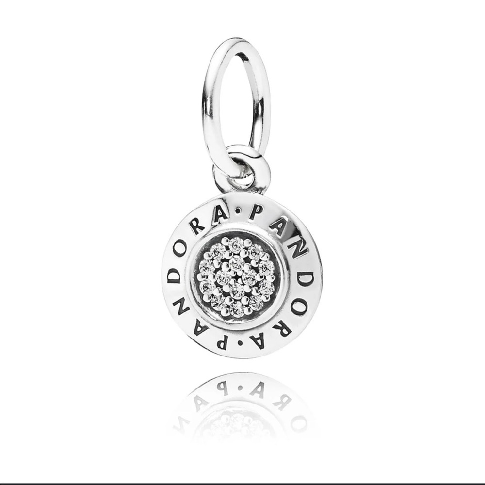 Authentic Pandora signature logo CZ pendant dangle charm